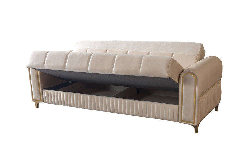 Sandra Ivory Velvet Sofabed 88" - SANDRAIVORY-S