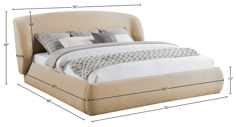 Sandro Chenille Fabric Upholstered Full Bed in Beige - SandroBeige-F