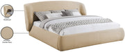 Sandro Chenille Fabric Upholstered Full Bed in Beige - SandroBeige-F