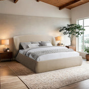 Sandro Chenille Fabric Upholstered Full Bed in Beige - SandroBeige-F