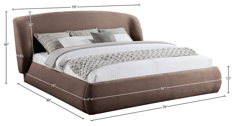 Sandro Chenille Fabric Upholstered Full Bed in Brown - SandroBrown-F