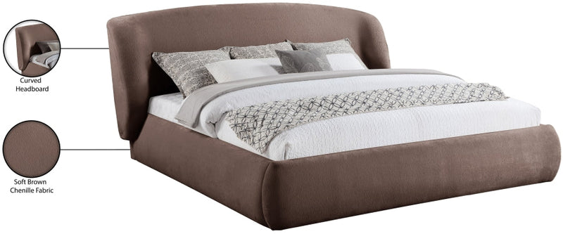 Sandro Chenille Fabric Upholstered Full Bed in Brown - SandroBrown-F