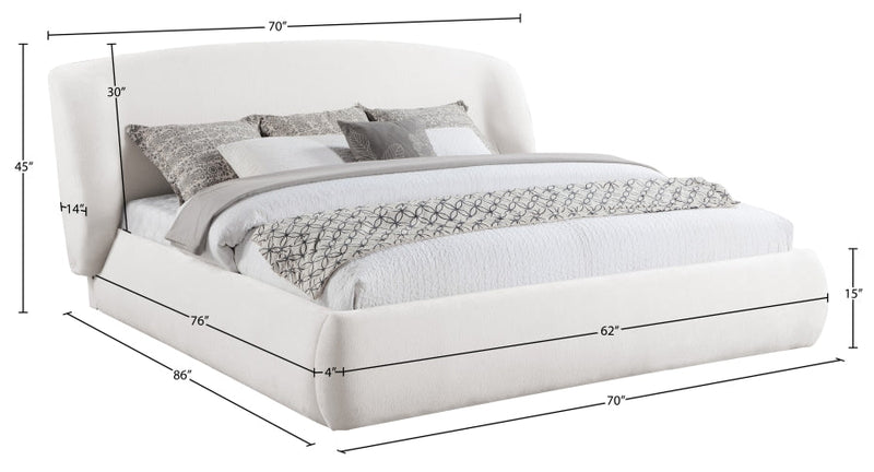 Sandro Chenille Fabric Upholstered Full Bed in Cream - SandroCream-F