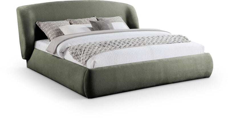 Sandro Chenille Fabric Upholstered Full Bed in Green - SandroGreen-F