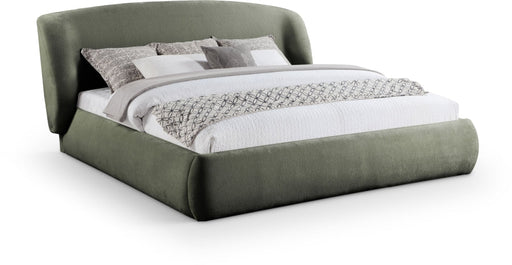 Sandro Chenille Fabric Upholstered Full Bed in Green - SandroGreen-F