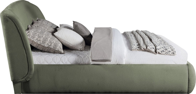 Sandro Chenille Fabric Upholstered Full Bed in Green - SandroGreen-F