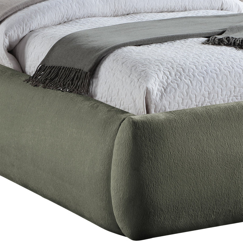 Sandro Chenille Fabric Upholstered Full Bed in Green - SandroGreen-F