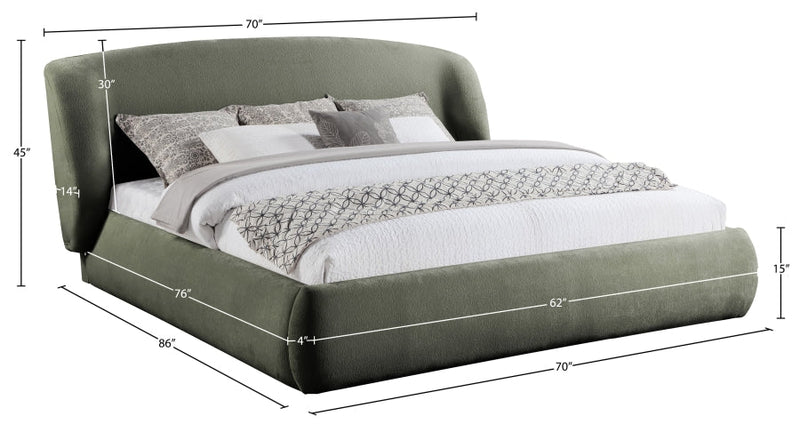 Sandro Chenille Fabric Upholstered Full Bed in Green - SandroGreen-F