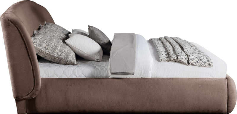 Sandro Chenille Fabric Upholstered King Bed in Brown - SandroBrown-K