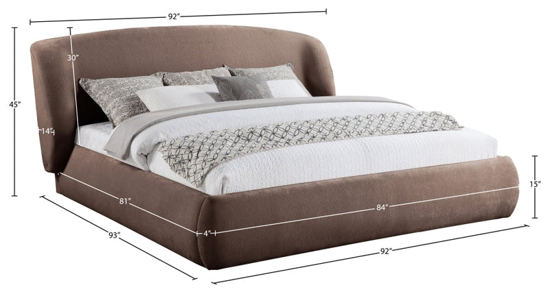 Sandro Chenille Fabric Upholstered King Bed in Brown - SandroBrown-K