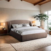 Sandro Chenille Fabric Upholstered King Bed in Brown - SandroBrown-K