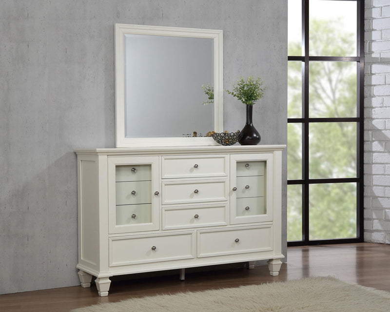 Sandy Beach 11-drawer Dresser with Mirror Cream White - 201303M