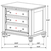 Sandy Beach 3-drawer Nightstand Cream White - 201302