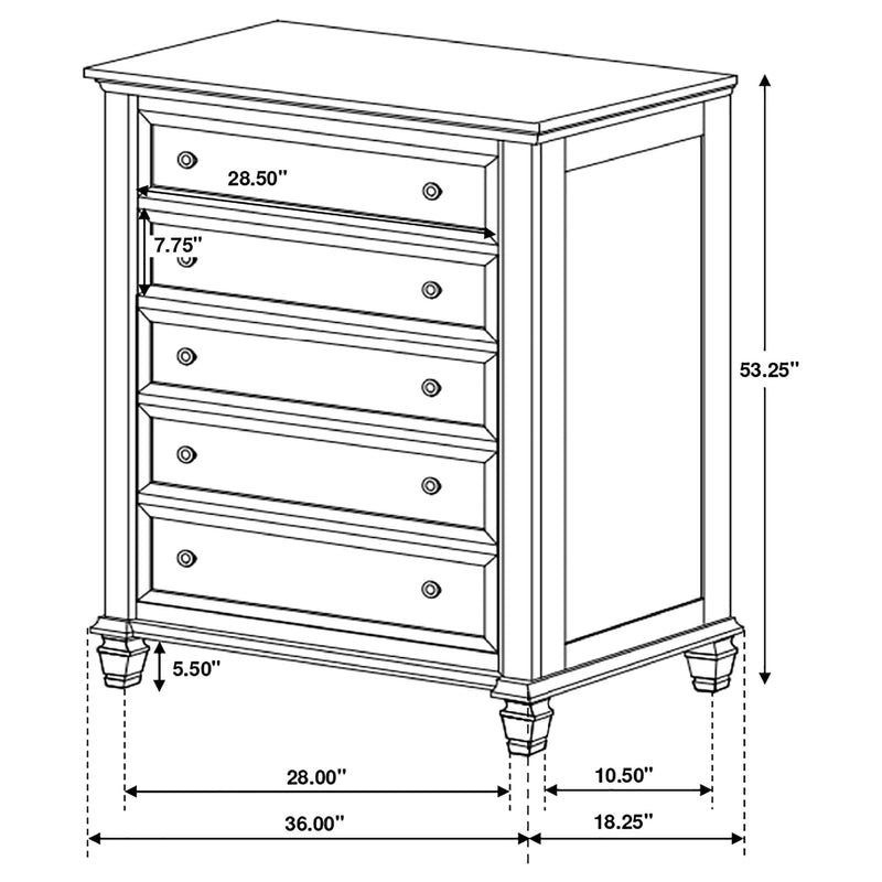 Sandy Beach 5-piece Queen Bedroom Set Cream White - 201309Q-S5