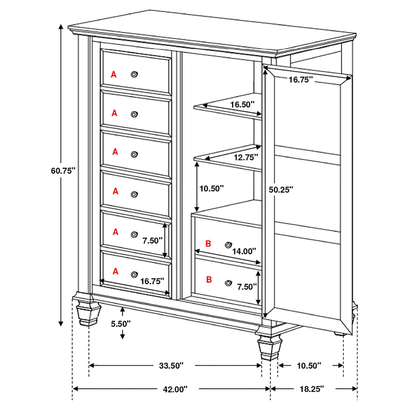 Sandy Beach 8-drawer Door Chest Cream White - 201308