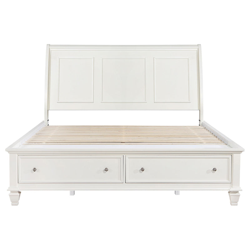 Sandy Beach Wood Eastern King Storage Panel Bed Cream White - 201309KE