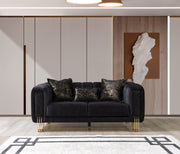 Santana Black Velvet Loveseat - SANTANABLACK-L