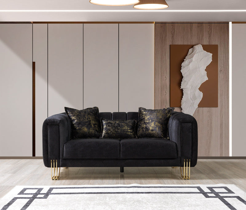 Santana Black Velvet Loveseat - SANTANABLACK-L