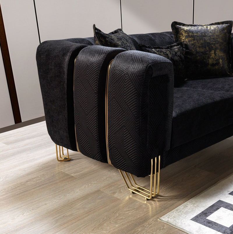 Santana Black Velvet Loveseat - SANTANABLACK-L