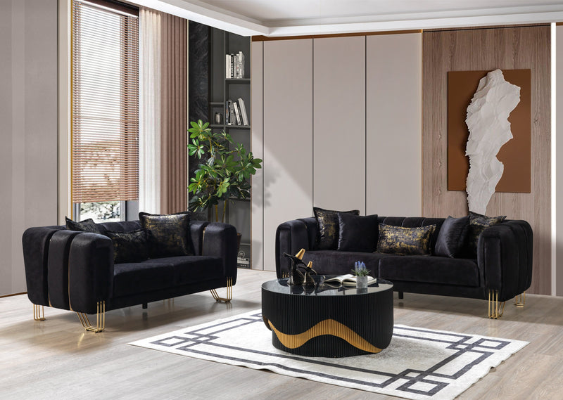 Santana Black Velvet Loveseat - SANTANABLACK-L