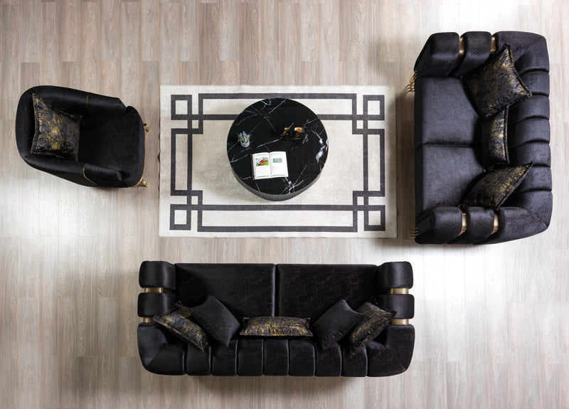 Santana Black Velvet Loveseat - SANTANABLACK-L