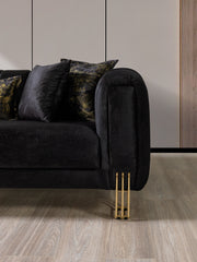 Santana Black Velvet Sofa & Loveseat [ETA: 5/16] - Gate FurnitureLiving Room Set