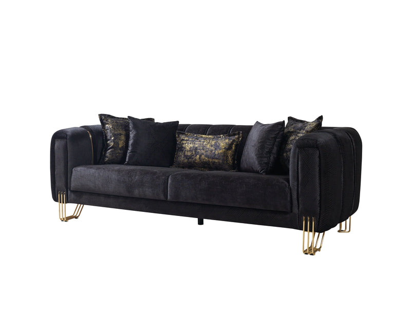Santana Black Velvet Sofa & Loveseat [ETA: 5/16] - Gate FurnitureLiving Room Set
