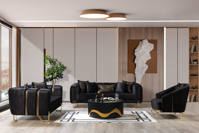 Santana Black Velvet Sofa & Loveseat [ETA: 5/16] - Gate FurnitureLiving Room Set