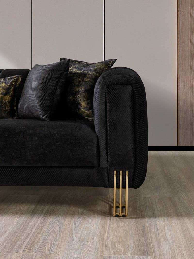 Santana Black Velvet Sofa - SANTANABLACK-S