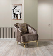 Santana Coffee Velvet Chair - SANTANACOFFEE-CHAIR