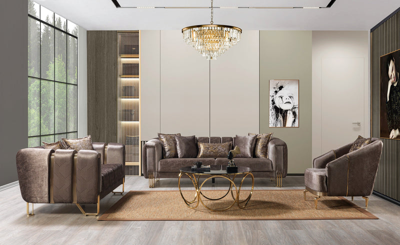 Santana Coffee Velvet Sofa & Loveseat - SANTANACOFFEE-SL