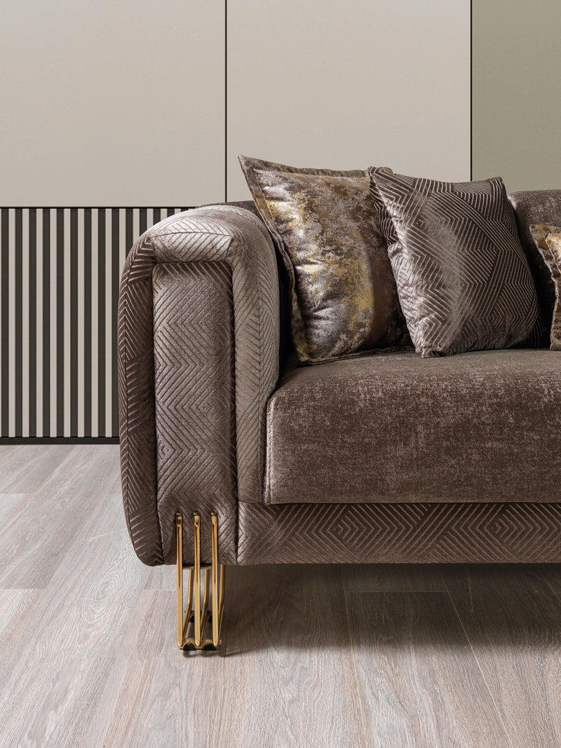 Santana Coffee Velvet Sofa - SANTANACOFFEE-S