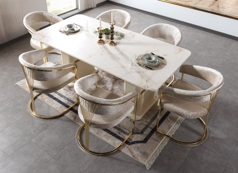 Santana Ivory 7-Piece Dining Set [ETA: 4/22] - SANTANA DS-7PC