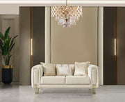 Santana Ivory Velvet Loveseat - SANTANAIVORY-L