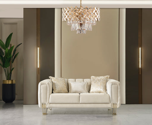 Santana Ivory Velvet Loveseat - SANTANAIVORY-L