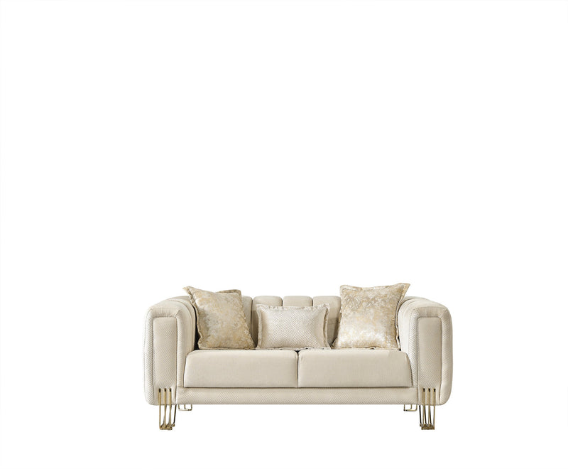 Santana Ivory Velvet Loveseat - SANTANAIVORY-L