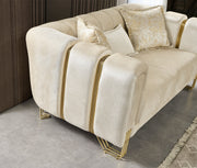 Santana Ivory Velvet Loveseat - SANTANAIVORY-L