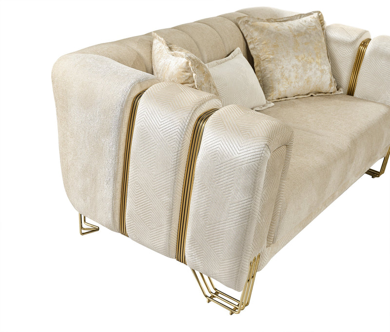 Santana Ivory Velvet Loveseat - SANTANAIVORY-L