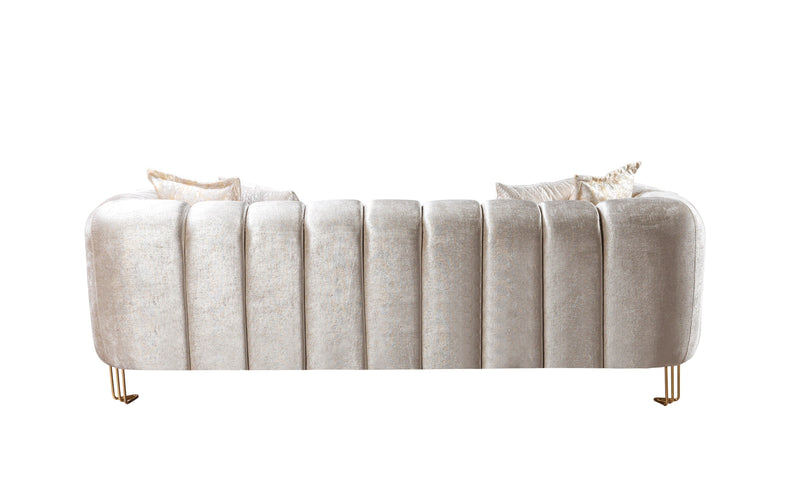 Santana Ivory Velvet Sofa & Loveseat - SANTANAIVORY-SL