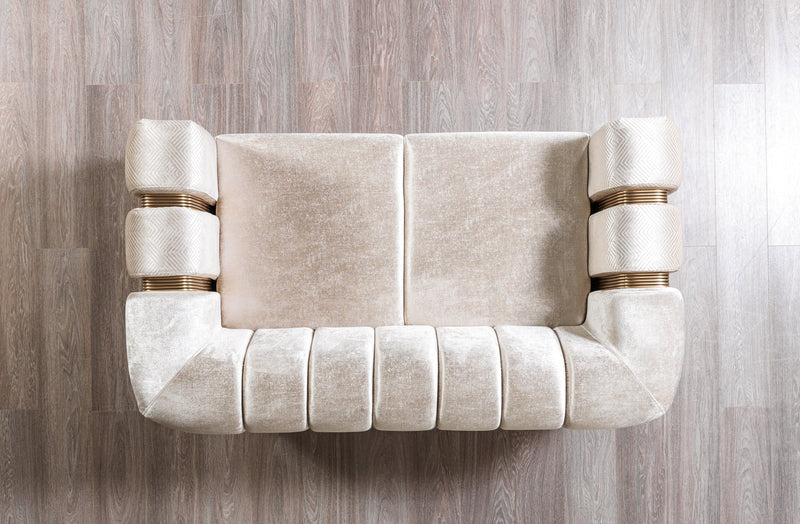 Santana Ivory Velvet Sofa & Loveseat - SANTANAIVORY-SL