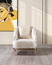 Santana Ivory Velvet Sofa & Loveseat - SANTANAIVORY-SL