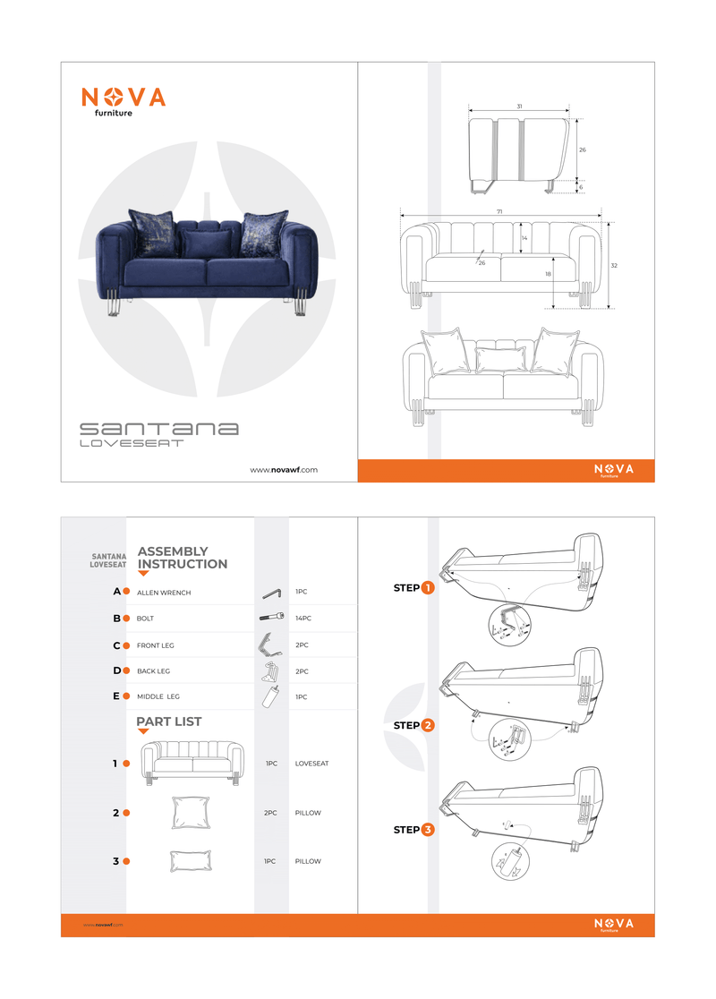 Santana Ivory Velvet Sofa & Loveseat - SANTANAIVORY-SL