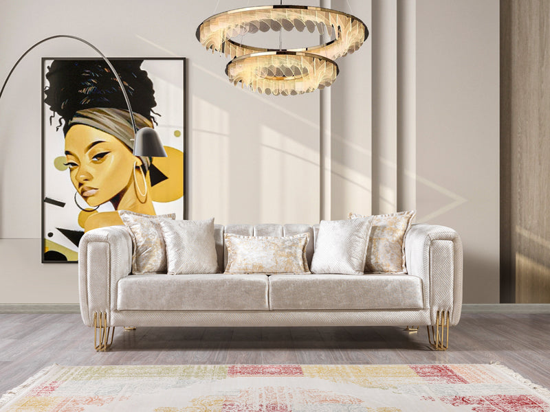 Santana Ivory Velvet Sofa & Loveseat - SANTANAIVORY-SL