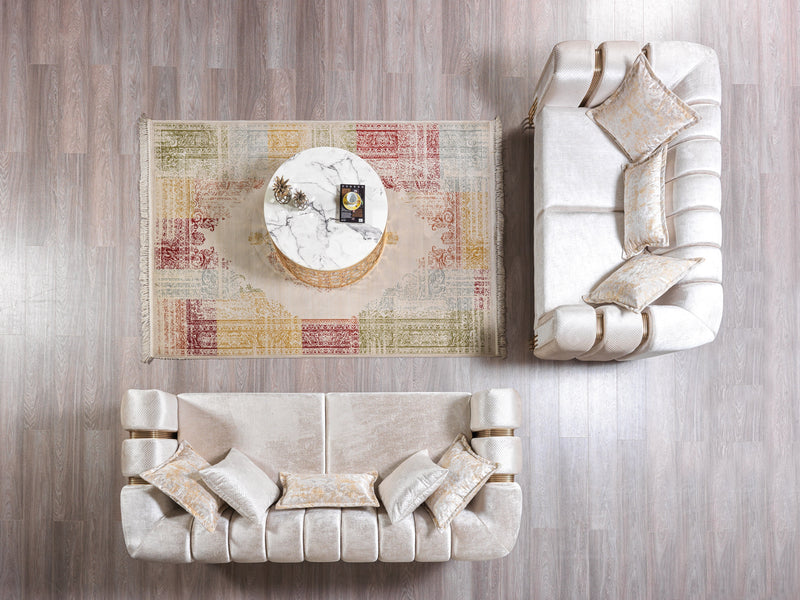Santana Ivory Velvet Sofa & Loveseat - SANTANAIVORY-SL