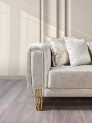 Santana Ivory Velvet Sofa & Loveseat - SANTANAIVORY-SL
