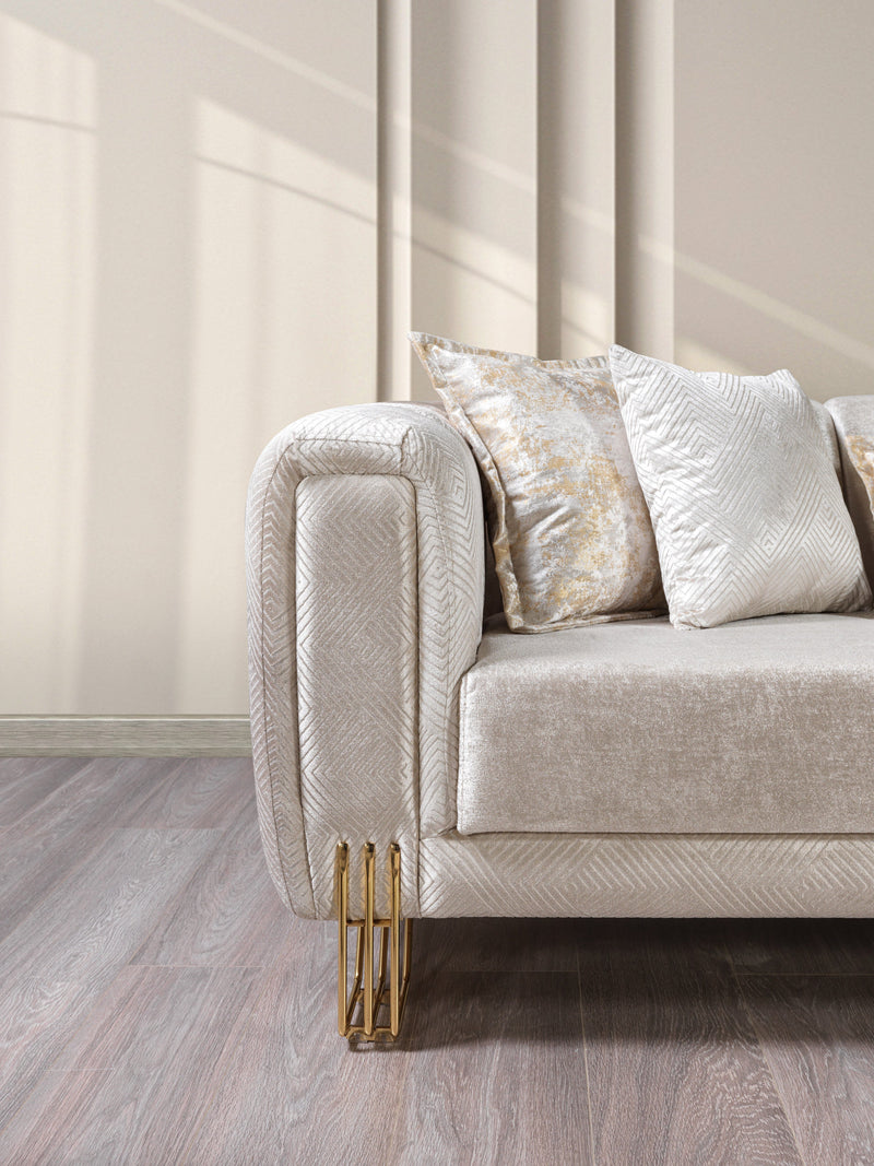 Santana Ivory Velvet Sofa & Loveseat - SANTANAIVORY-SL