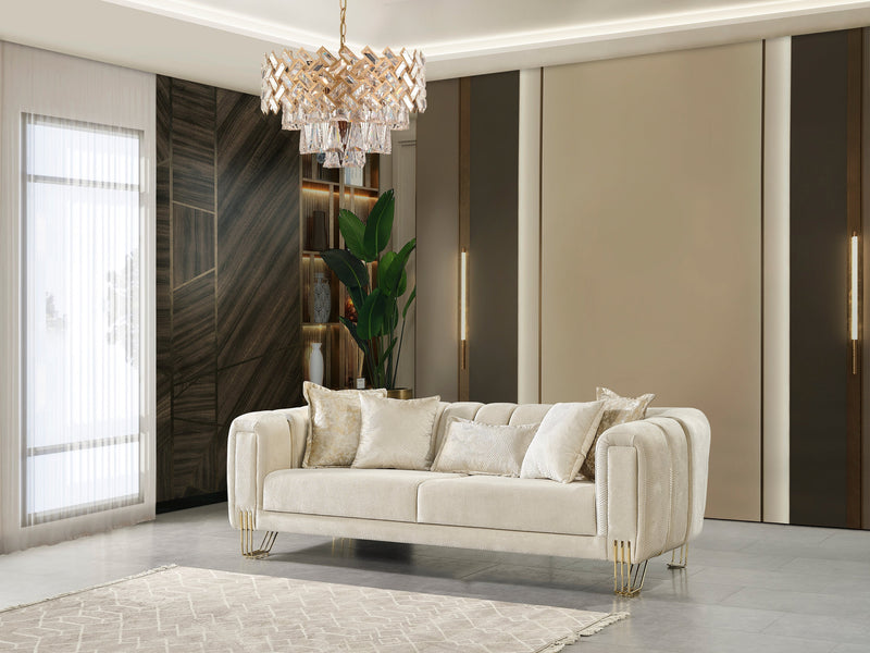 Santana Ivory Velvet Sofa - SANTANAIVORY-S