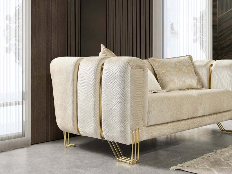 Santana Ivory Velvet Sofa - SANTANAIVORY-S