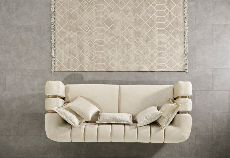 Santana Ivory Velvet Sofa - SANTANAIVORY-S