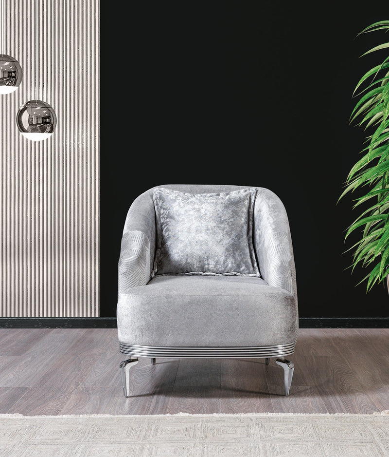 Santana Silver Velvet Chair - SANTANASILVER-CHAIR